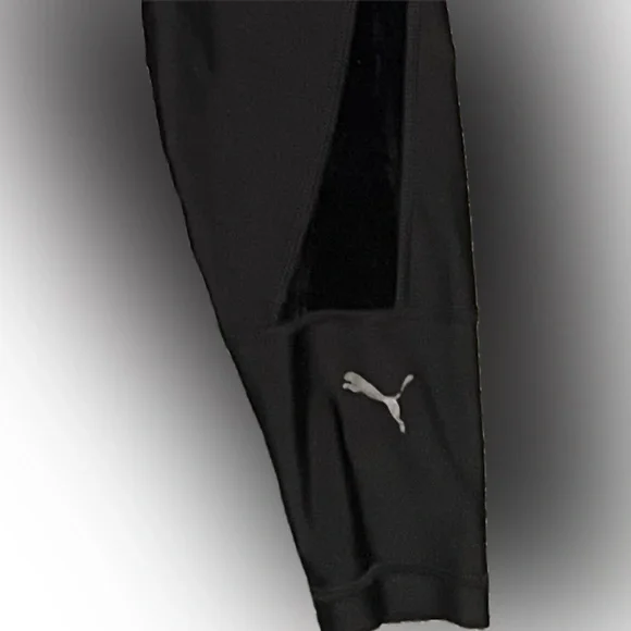Puma “Explosive Tights” | Black Leggings w/ Velvet Side Accents | Size Medium - Picture 3 of 10